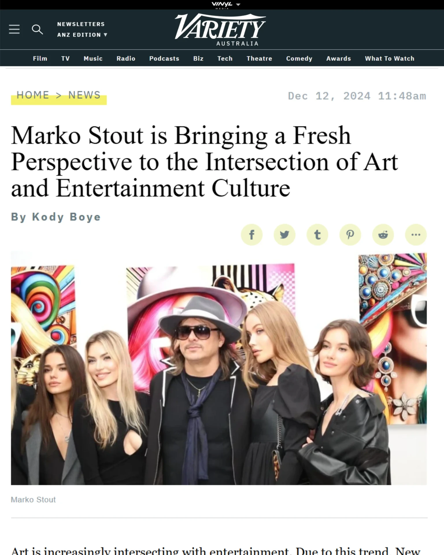 Variety Australia article featuring Marko Stout